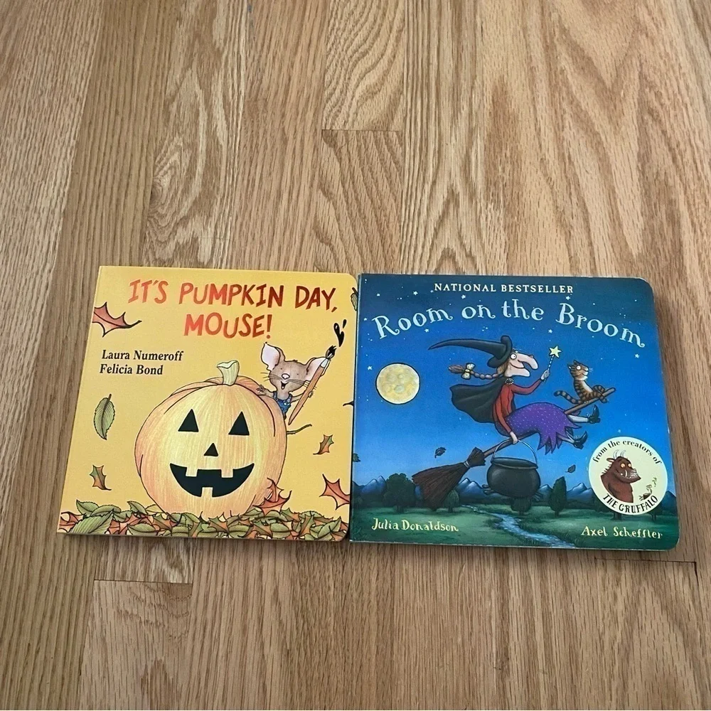 Halloween Board Book Bundle Lot NEW It’s Pumpkin Day Mouse Room on the Broom